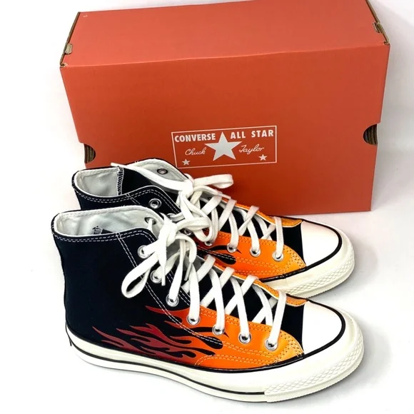 Converse Chuck 70 All Star High Top Flames Black Women's Canvas Sneakers 165024C - Picture 7 of 10